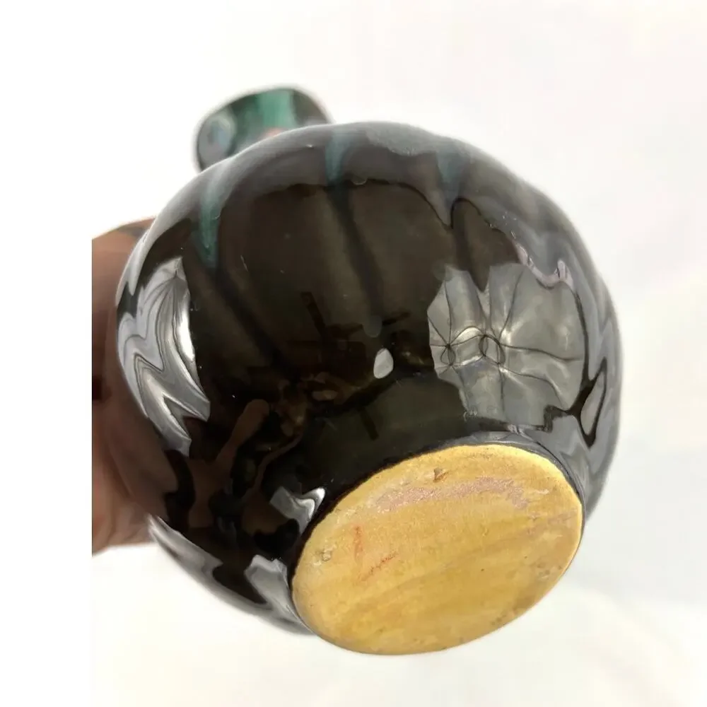 Vintage Blue Mountain Glazed Pottery Bud Table Vase‎ 8" Green Blue - Picture 2 of 15